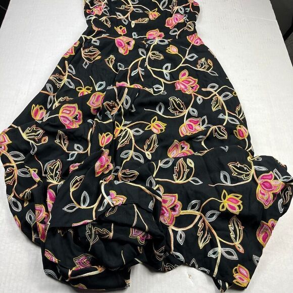 Nicole Miller Embroidered Maxi Dress Floral Side Zip Asymmetric Hem Party Size 8 - Picture 2 of 13